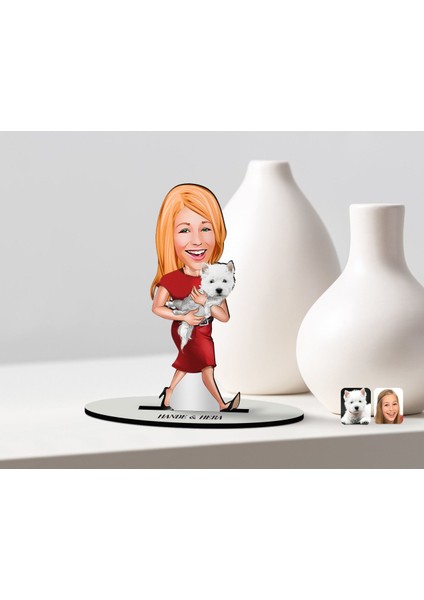 Kişiye Özel Evcil Dost Karikatürlü Ahşap Biblo Model-5