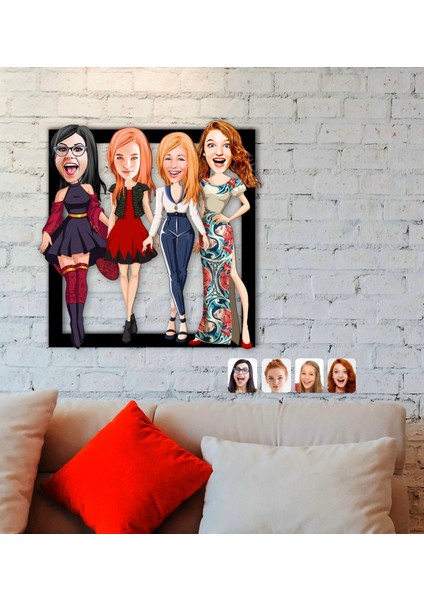 Kişiye Özel Bekarlığa Veda Karikatürlü 3D Ahşap Tablo-3