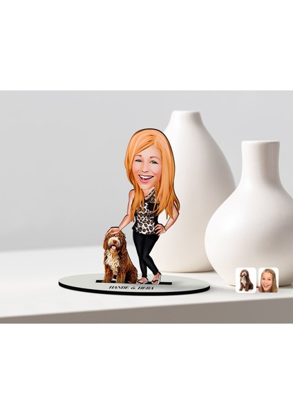 Kişiye Özel Evcil Dost Karikatürlü Ahşap Biblo Model-3