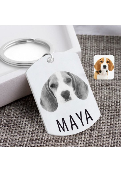 Kişiye Özel Karakalem Evcil Dost Köpek Pleksi Anahtarlık