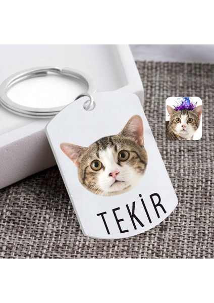 Kişiye Özel Evcil Dost Kedi Pleksi Anahtarlık