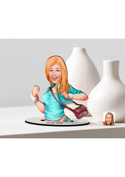 Kişiye Özel Kadın Karikatürlü Ahşap Biblo Model-52
