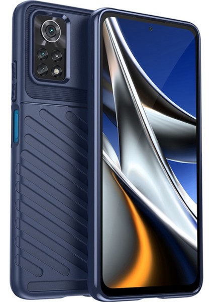 Xiaomi Poco X4 Pro 5g Thunder Serisi Darbeye Dayanıklı Silikon Kılıf - Mavi