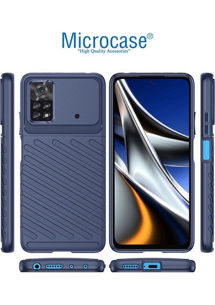 Xiaomi Poco X4 Pro 5g Thunder Serisi Darbeye Dayanıklı Silikon Kılıf - Mavi