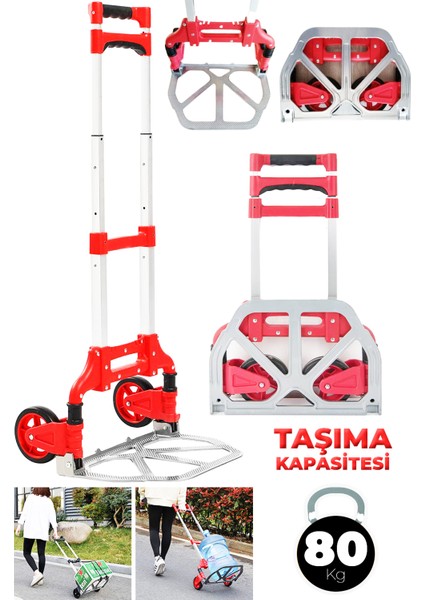 FT80EB 80KG Kapasiteli Teleskopik, Katlanır El Arabası Koli Yük Paket Taşıma El Arabası 80KG