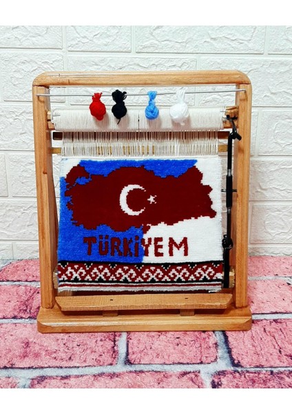 100TEL Türkiye Haritası Motifli El Dokuması Hediyelik Minyatür Halı