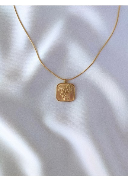 Kadın Gold Paslanmaz Çelik Otantik Vintage Gül Desenli Kolye modelleri