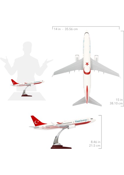 - Maket Uçak - Boeing 737-800 1/100 - Türkiye Özel Tasarımlı Model Uçak, Model D