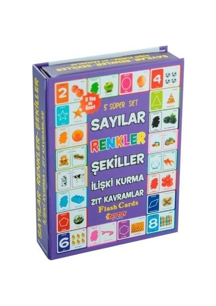 Dıytoy 1413 Dıytoy, Flash Cards - 5 Süper Set - Sayılar+Renkler+Şekiller+Ilişki Kurma+Zıt Kavramlar / +2 Yaş