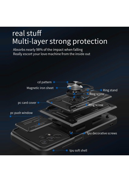 Samsung Galaxy Için Yüzük Standlı Telefon Kılıfı - Kırmızı (Yurt Dışından) modelleri