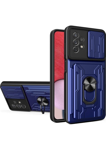 Samsung Galaxy Için Yüzük Standlı Telefon Kılıfı - Koyu Mavi (Yurt Dışından)