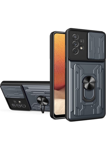 Samsung Galaxy Için Yüzük Standlı Telefon Kılıfı - Siyah (Yurt Dışından)