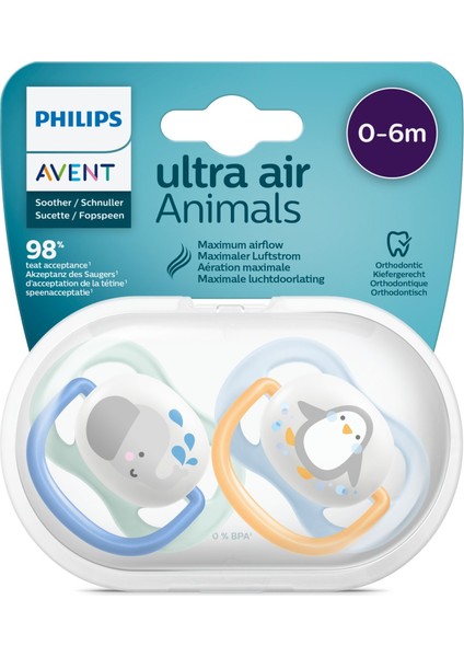 Philips Avent Ultra Air Animals 2li Emzik 0-6 Ay - Erkek