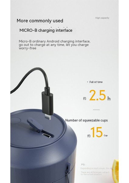 USB Şarj Edilebilir Taşınabilir Meyve Sıkacağı - Beyaz (Yurt Dışından)