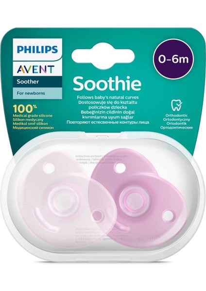 Philips Avent Soothie Ortodontik Saklama Kutulu 2li Emzik 0-6 Ay - Kız