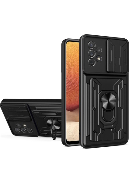 Samsung Galaxy Için Yüzük Standlı Telefon Kılıfı - Siyah (Yurt Dışından)