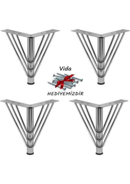 Yıldırım Yapı Mobilya Ayağı Telli 4 Adet 15 cm Krom