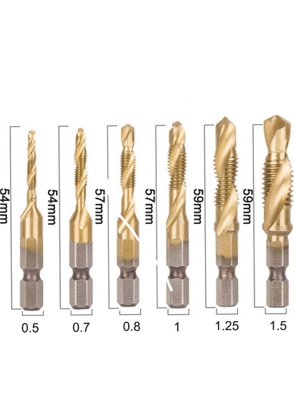 Klavuz Seti 1/4 Bıts Kendinden Matkap Uçlu M3 M4 M5 M6 M8 M10 Hss Titanyum Uçları