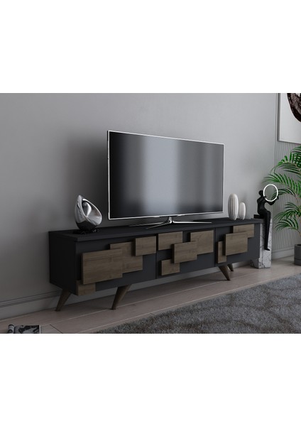 3D Tv Ünitesi Antrasit Ceviz