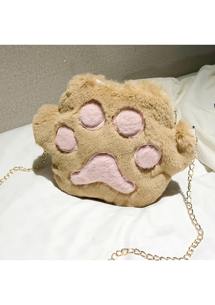 Kadın Öğrenci Omuz Crossbody Çanta Cep Telefonu Beyaz Için Sevimli Peluş Kedi Paw (Yurt Dışından) modelleri