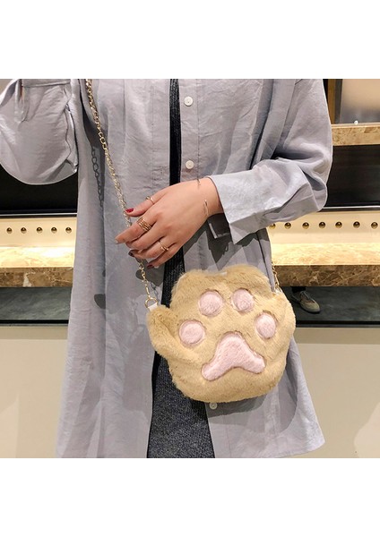 Kadın Öğrenci Omuz Crossbody Çanta Cep Telefonu Beyaz Için Sevimli Peluş Kedi Paw (Yurt Dışından) indirimleri