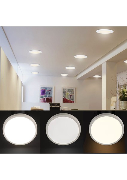 24W Yuvarlak Sıva Üstü LED Panel 3000K Günışığı