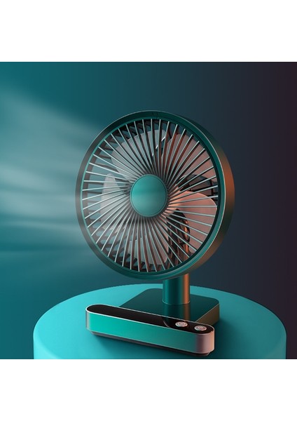 F702 Otomatik Sallanan LED Ekranlı Fan - Yeşil (Yurt Dışından)