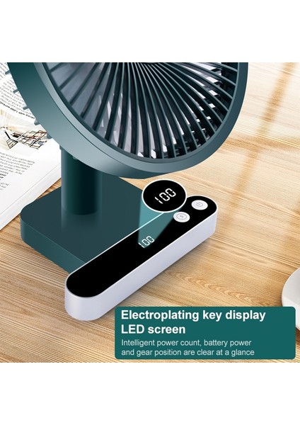 F702 Otomatik Sallanan LED Ekranlı Fan - Yeşil (Yurt Dışından)