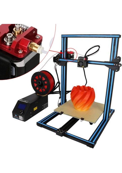 Creality CR-10,CR-10S,CR-10 S4,reprap Prusa I3,1.75MM (Bonus:1 Metre Ptfe Ptfe Tüp) Yükseltilmiş Mk8 Extruder Alüminyum Sürücü Besleme Değiştirme 3D Yazıcı Ekstrüder Kiti (Yurt Dışından)