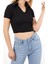 Kadın Siyah Polo Yaka Crop Top 2
