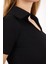 Kadın Siyah Polo Yaka Crop Top 3