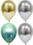 50 Adet Altın-Gümüş-Yeşil Krom Balon (Aynalı Balon)Balon Bandı+5 Metre Balon Zinciri 1