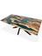 Epoksi Ofis Toplantı Masası Tabla - 190X91 cm Turkuaz Epoksi Zeytin Ahşap Yemek Masası Tabla 4