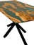 Epoksi Ofis Toplantı Masası Tabla - 190X91 cm Turkuaz Epoksi Zeytin Ahşap Yemek Masası Tabla 5