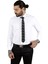 Beyaz Dik Yaka Slim Fit Kesim Pamuk Saten Erkek Gömlek 2209615 2