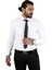 Beyaz Dik Yaka Slim Fit Kesim Pamuk Saten Erkek Gömlek 2209615 5