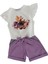 Kız Çocuk Şort Tshirt Ikili Takım Lila Şort Beyaz Kısa Fırfırlı Kollu Çiçek Baskılı Tshirt 2