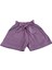 Kız Çocuk Şort Tshirt Ikili Takım Lila Şort Beyaz Kısa Fırfırlı Kollu Çiçek Baskılı Tshirt 3