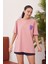 W Baskılı T-Shirt-Gül Kurusu 1