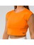 Kadın Spor Fit Rahat Tişört Esnek Crop Top - Brave Turuncu 1