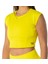 Kadın Spor Fit Rahat Tişört Esnek Crop Top - Sunlight Sarı 5