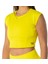 Kadın Spor Fit Rahat Tişört Esnek Crop Top - Sunlight Sarı 2