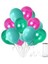 100 Adet Metalik Sedefli Su Yeşili-Fuşya Balon+Balon Bandı+5 Metre Balon Zinciri 2
