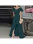 Peighusill Fırfır Etekli Asimetrik Kadın Elbise - Yeşil (Yurt Dışından)