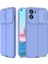 Oppo A96 4g Kılıf Kamera Sürgülü Deri Dokulu Mat Silikon+Nano Glass Koruyucu Mor 1