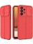 Casestreet Samsung Galaxy A53 5g Kılıf Kamera Sürgülü Deri Dokulu Mat Silikon+Nano Glass Koruyucu Kırmızı 1