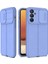 Casestreet Samsung Galaxy M23 Kılıf Kamera Sürgülü Deri Dokulu Mat Silikon+Nano Glass Koruyucu Mor 1