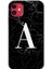 iPhone 11 Kılıf Hd Desen Baskılı Arka Kapak - Siyah Mermer Desenli A Harfi 1