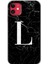 iPhone 11 Kılıf Hd Desen Baskılı Arka Kapak - Siyah Mermer Desenli L Harfi 1