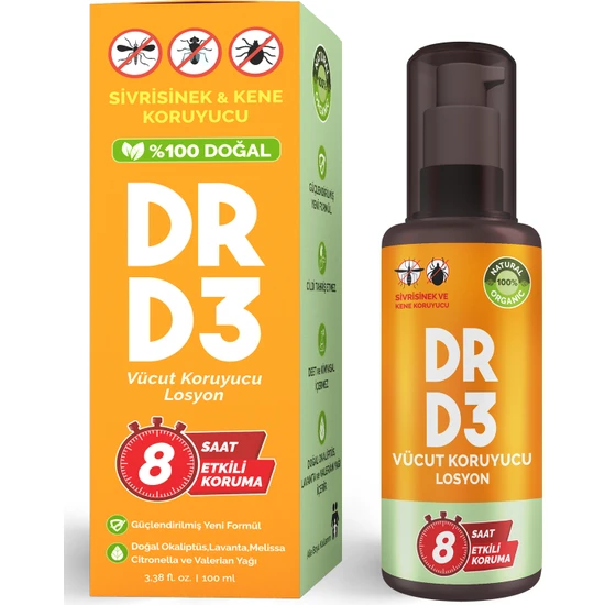 DR D3 Organik Sivrisinek ve Kene Kovucu Doğal Vücut Losyonu 8 Saat Koruma 100 ml